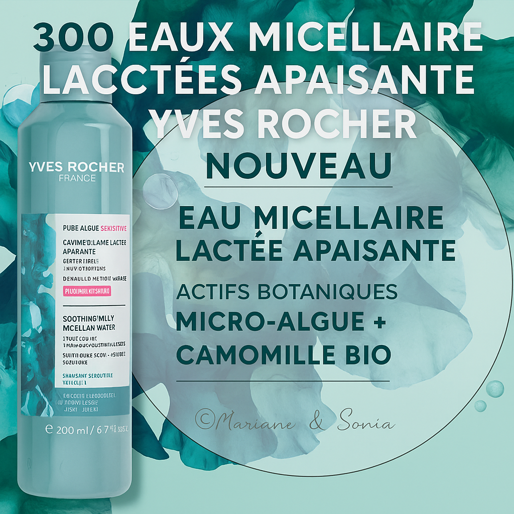 Femme testant l'Eau Micellaire Lactée Apaisante Yves Rocher - 300 flacons offerts aux testeurs - Produit 98% d'origine naturelle pour peaux sensibles