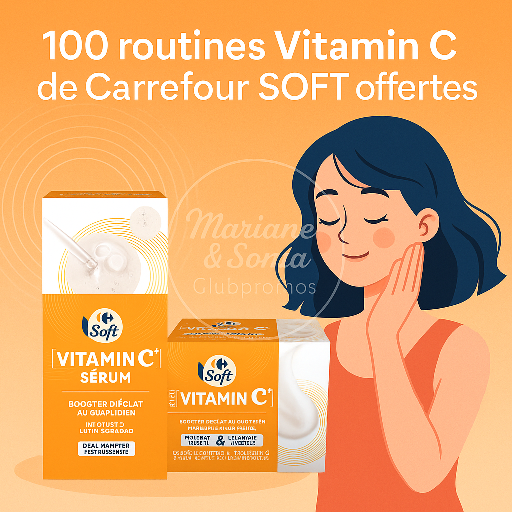 Routine Vitamin C Carrefour SOFT - Sérum et crème éclat pour teint lumineux - 100 kits gratuits à tester