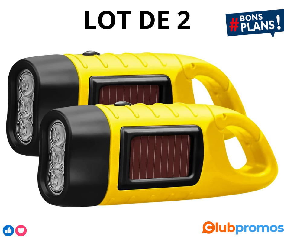 TISHOW Lampe poche, 2PCS Lampe de Poche LED Portative avec Manivelle, Lampe Poche de Recharge ...png