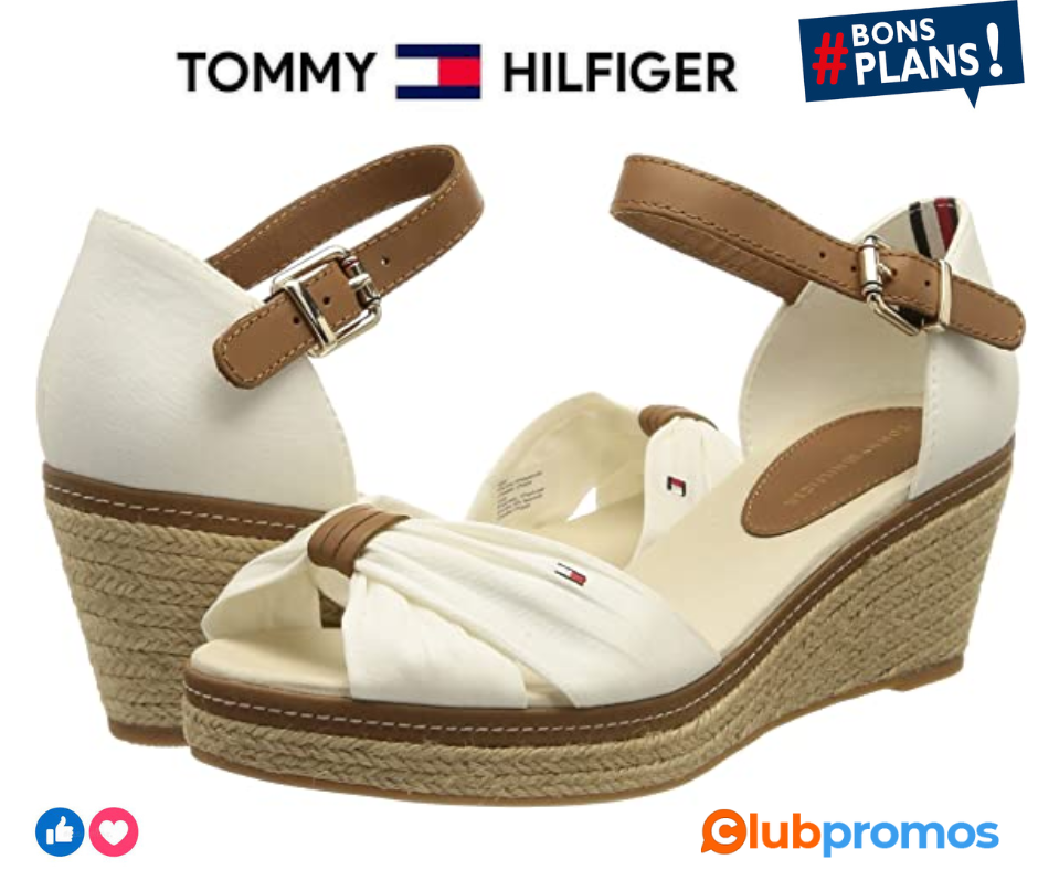 Tommy Hilfiger Sandales Femme Iconic Elba Sandal à Talon Compensé .png