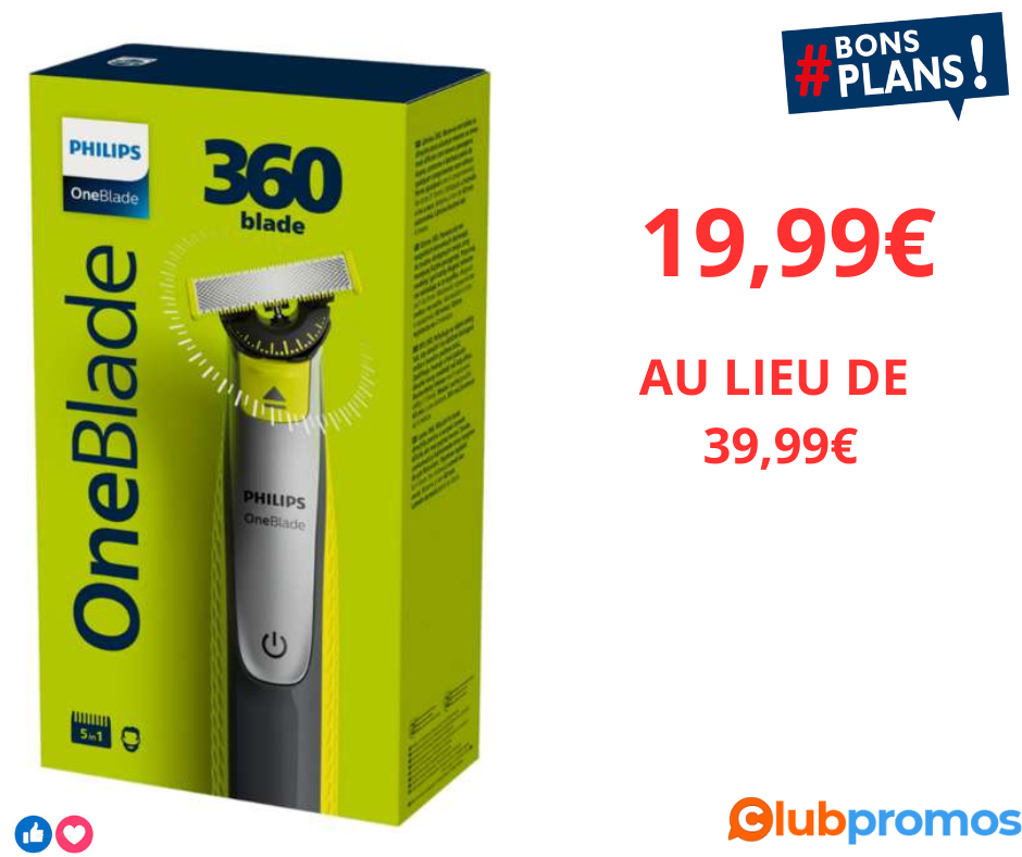 Tondeuse électrique Philips Oneblade 360 à 19,99€ au lieu de 39,99€ chez E.Leclerc .png