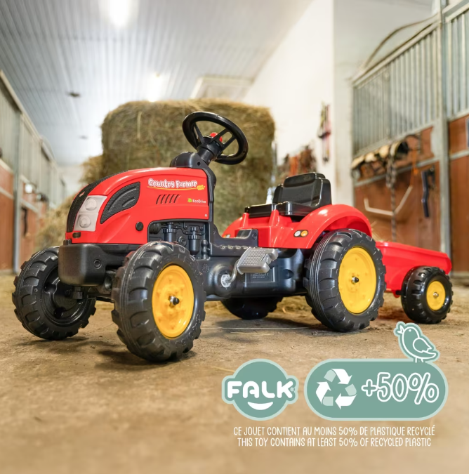 Tracteur à pédales Falk Country Farmer avec remorque, fabriqué en France, pour enfants de 2 à 5 ans, 49,99 € sur Amazon