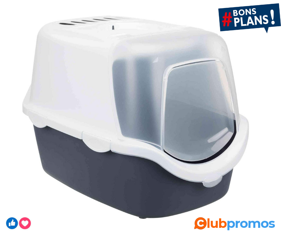 TRIXIE Bac a litiere Vico Open Top - 40 x 40 x 56 cm - avec Couvercle - Bleu Gris et Blanc - p...png