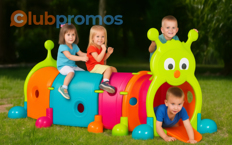 FEBER Febergus – Tunnel de jeu sportif modulable avec 4 modules colorés extensibles, chenille ludique, intérieur et extérieur, 139,99€ sur Amazon.