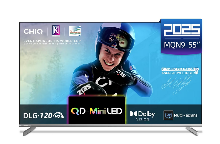 TV CHiQ 55 pouces M55QN9G – écran UHD 4K Mini-LED Quantum Dot, Dolby Vision & Atmos, Google TV 14 – bon plan Amazon à 360,99€