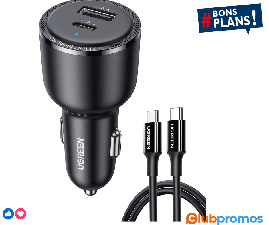 UGREEN 63W Chargeur Voiture USB C 45W PPS Chargeur Allume Cigare USB C 30W PD QC 3.0 Compatibl...png