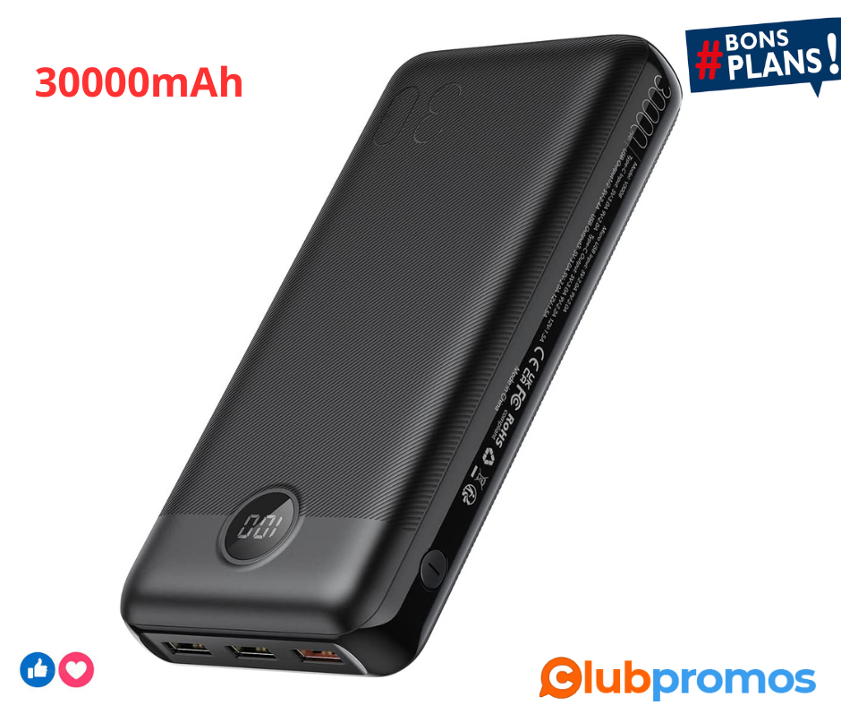 VEGER Batterie Externe 30000mAh Batterie Portable Charge Rapide PD 20W Max Power Bank USB C av...png