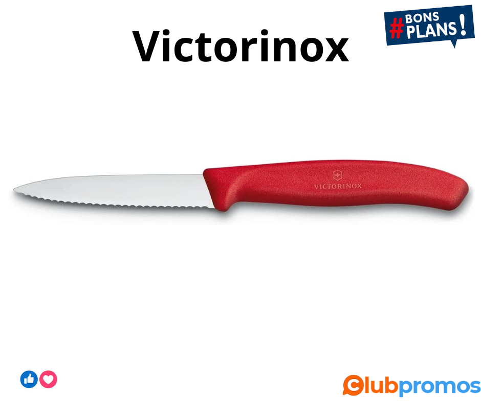 Victorinox 6.7631 Couteau d’Office avec Lame PointueTranchant denté, Acier Inoxydable, Rouge, ...png