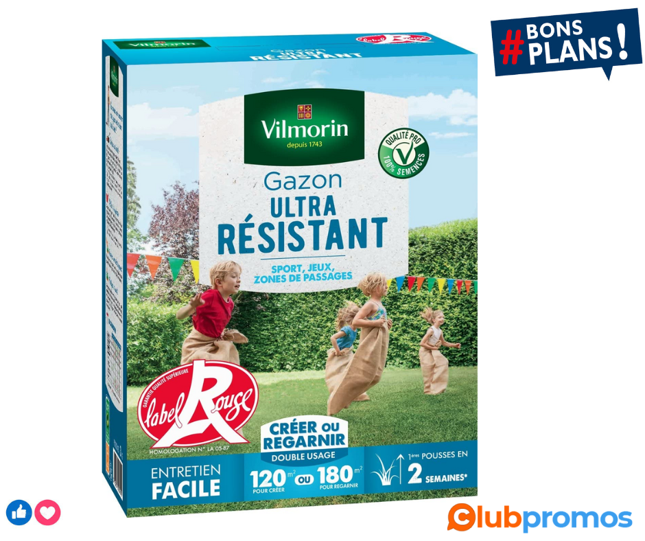 Vilmorin 4462415 Gazon Ultra Résistant, Vert, 3 kg .png