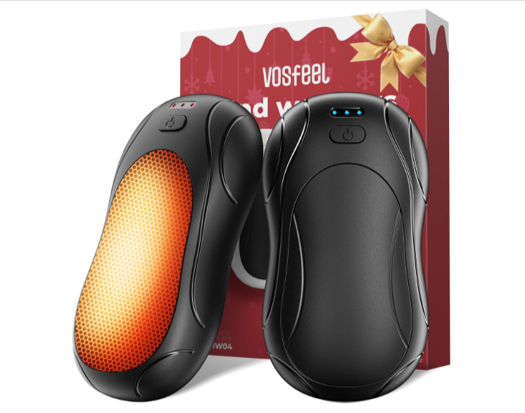 Chauffe-mains VOSFEEL 2-en-1 magnétique, 6000 mAh, autonomie jusqu’à 23 h, 3 niveaux 42/48/52 °C, jusqu’à 55 °C, recharge USB, protections sécurité, bon plan Amazon