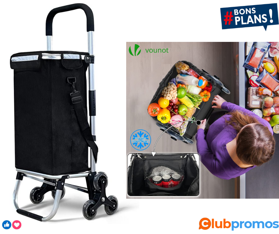 VOUNOT Chariot de Courses 6 Roues en Aluminium avec Compartiment Impermeable Isotherme Caddie ...png