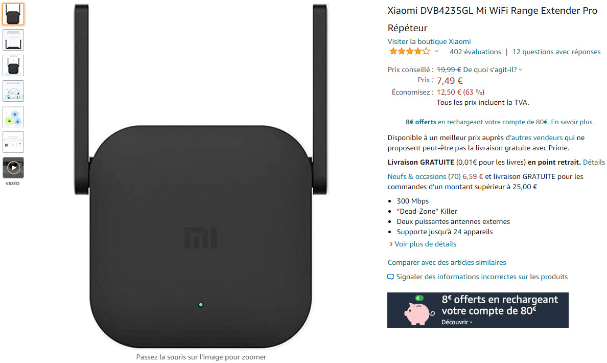 Xiaomi DVB4235GL Mi WiFi Range Extender Pro Répéteur.7.49euros.Amazon.jpg