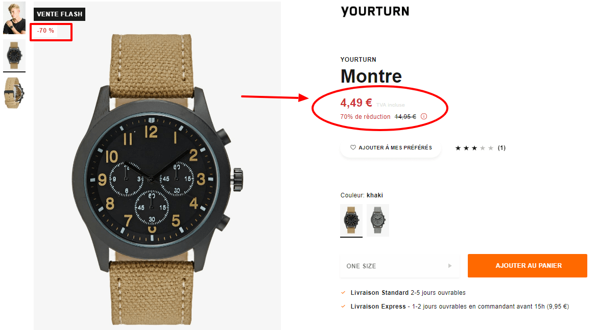 YOURTURN Montre   khaki   ZALANDO FR.png
