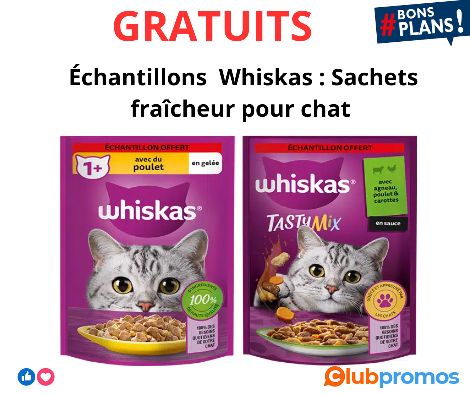 Échantillons gratuits Whiskas Sachets fraîcheur pour chat offerts.png