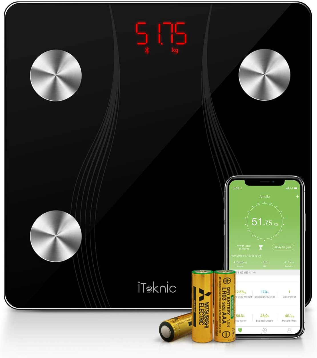 deal - Balance Pèse Personne, iTeknic Pèse Personne Impédancemètre  Bluetooth 17,99€ sur