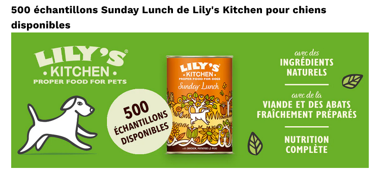500 échantillons Sunday Lunch de Lily's Kitchen pour chiens.png