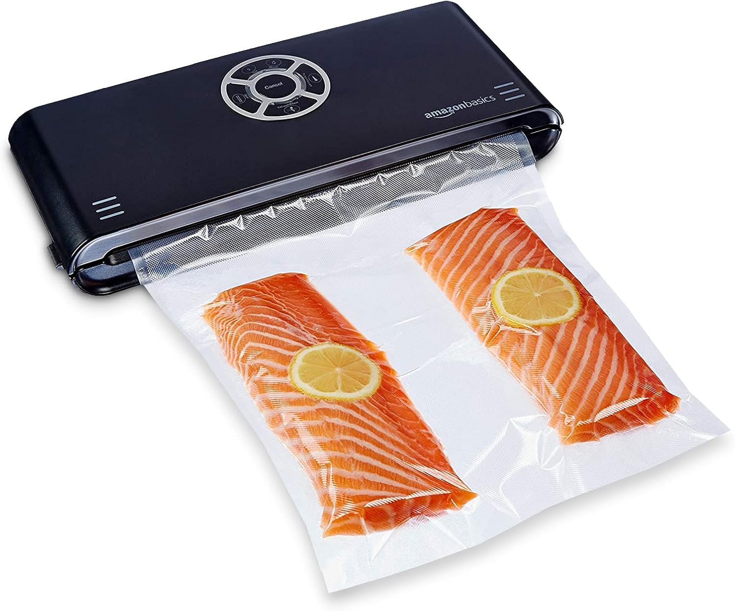Emballeuse sous vide automatique Amazon Basics 30 cm, avec 10 sacs, idéale pour la conservation alimentaire et objets sous vide.