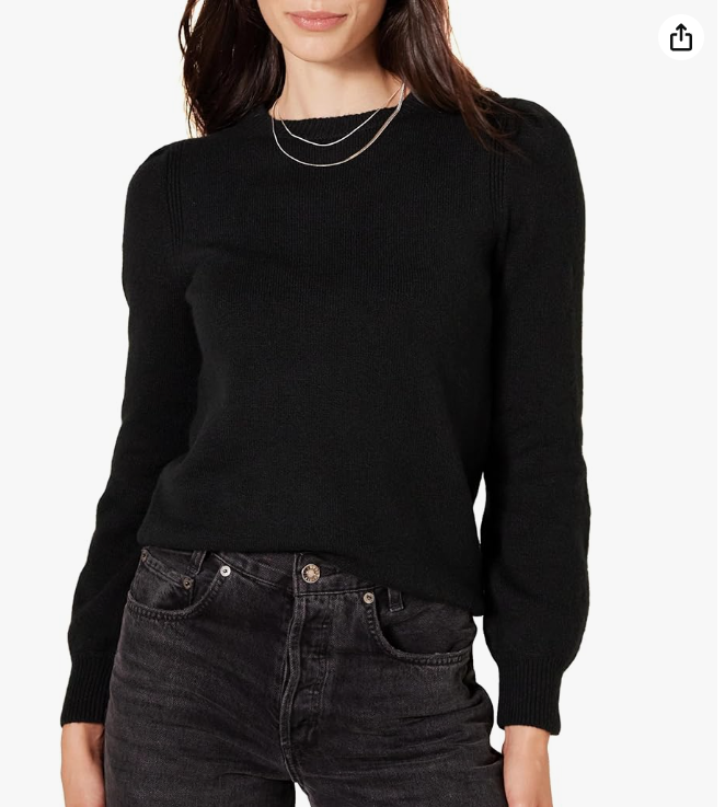  Pull Amazon Essentials Ras du Cou à Épaules Plissées Femme – 60% Coton, 40% Polyester,7 coloris, XS à XXL