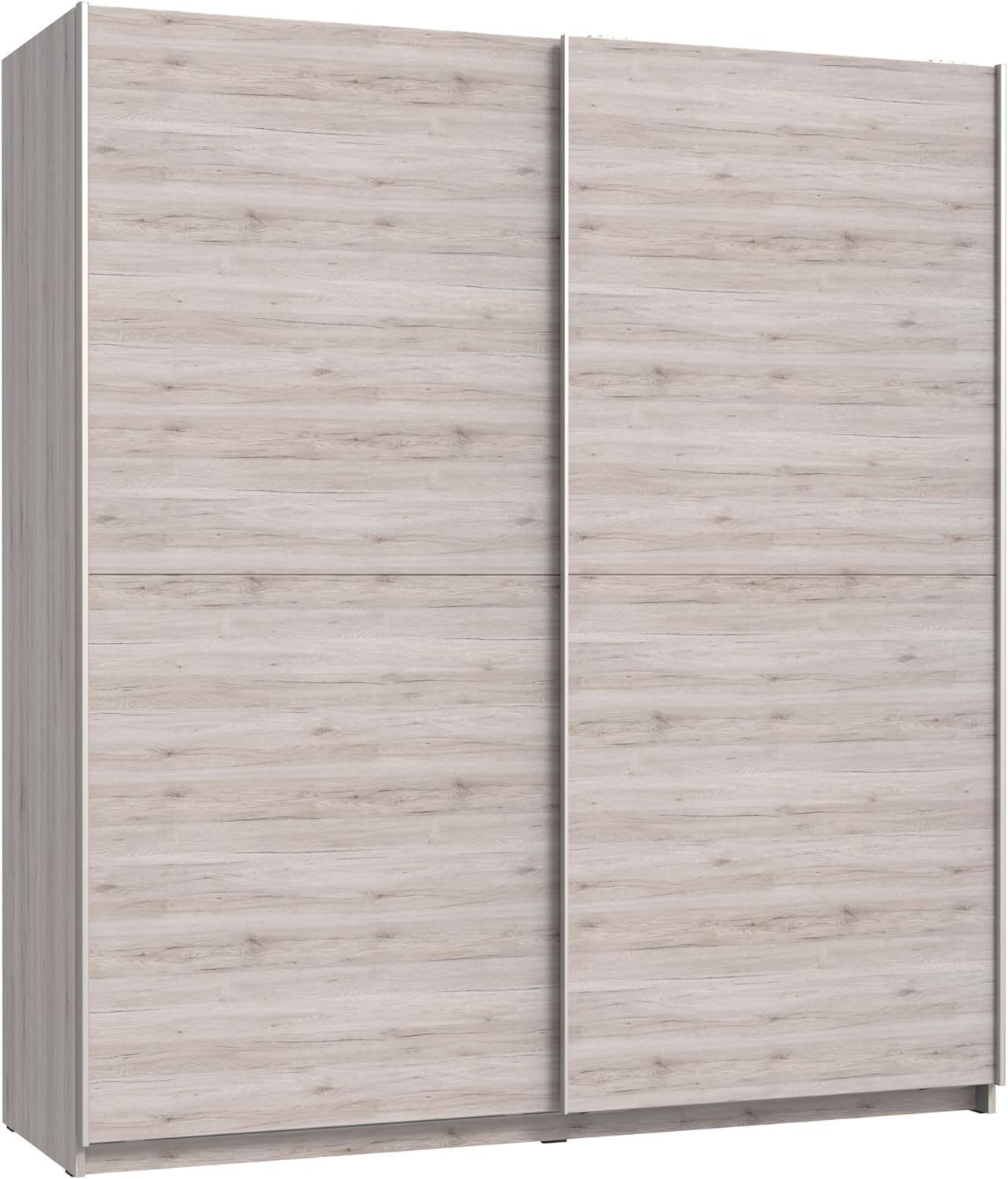 Armoire Forte 170x190 cm, portes coulissantes, finition chêne sable, poignées métal aluminium, 2 étagères + 2 tringles, promo Amazon