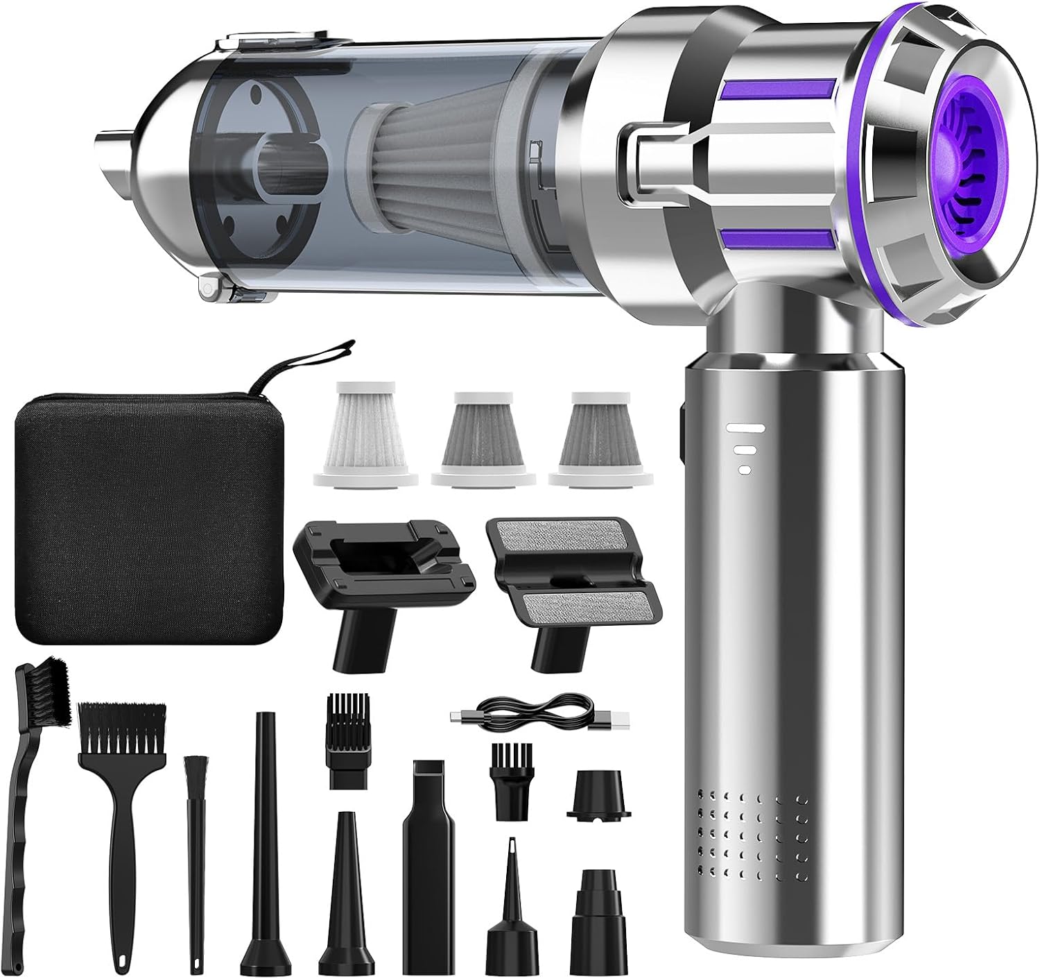 Aspirateur voiture sans fil 3-en-1 ZUWOHL noir avec moteur brushless 120W, aspiration 21 KPa, 3 niveaux de puissance et accessoires complets en promotion sur Amazon