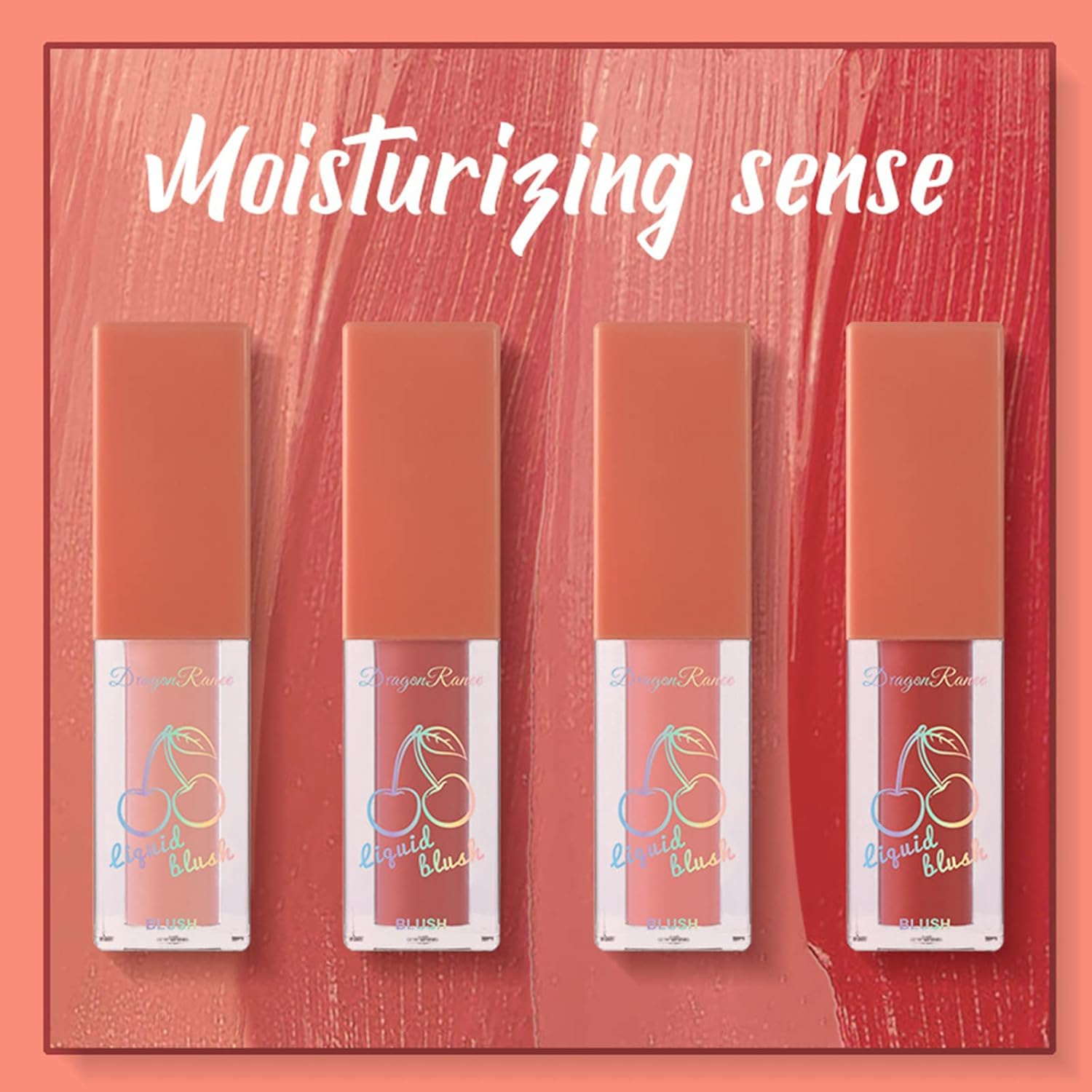 Lot de 4 fards à joues liquides crémeux Holzsammlung à petit prix – texture gel modulable pour joues et lèvres – maquillage naturel et longue tenue pour toutes les carnations.