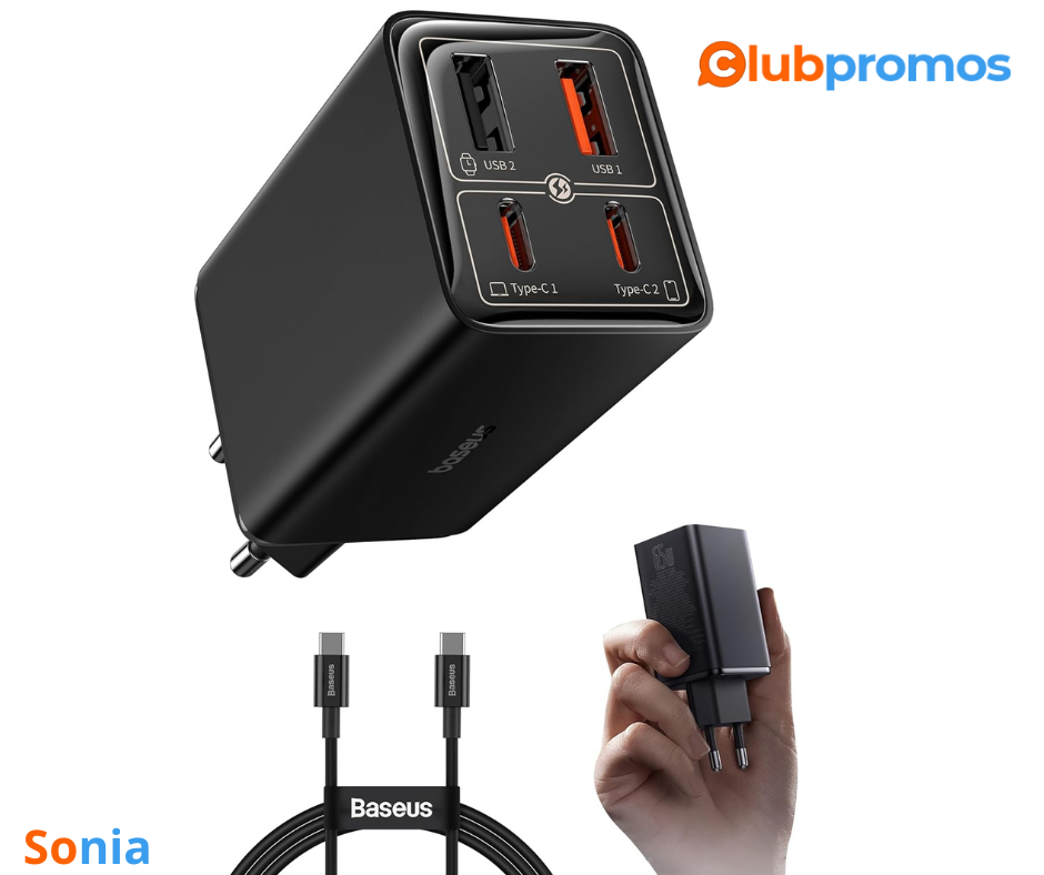 Bon Plan Amazon Baseus 65W Chargeur USB C Rapide 4 Ports avec GaN 6 Tech Compatible avec MacBo...png