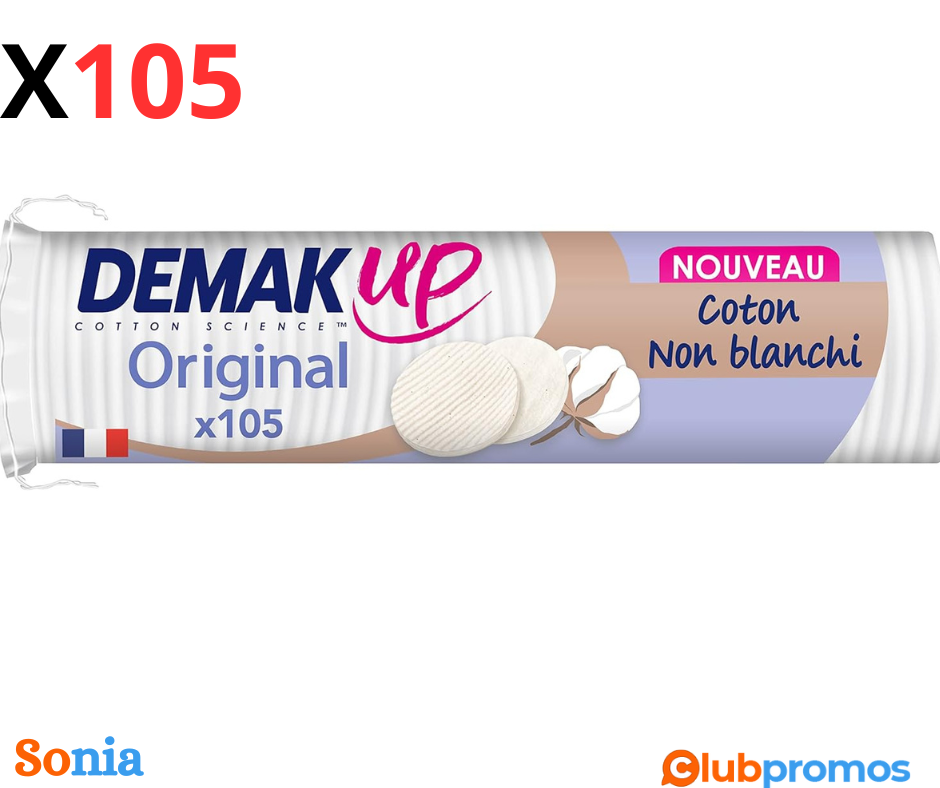 bon plan Amazon Demak'Up Original Disques, Coton, 105 unités.png