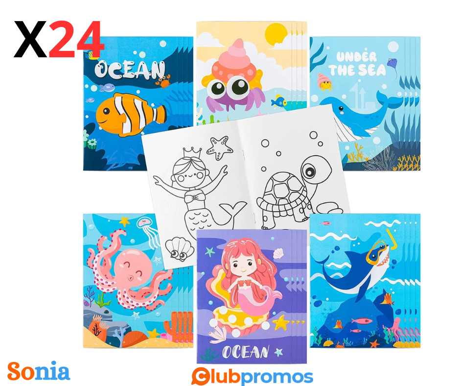 Bon plan amazon Haooryx Lot de 24 livres de coloriage océan pour enfants - Avec sirène Shark O...png