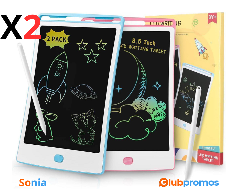 Bon plan Amazon Lot de 2 Tablettes d'Écriture LCD de 8,5 Xespis, 7,59€ sur Amazon.png