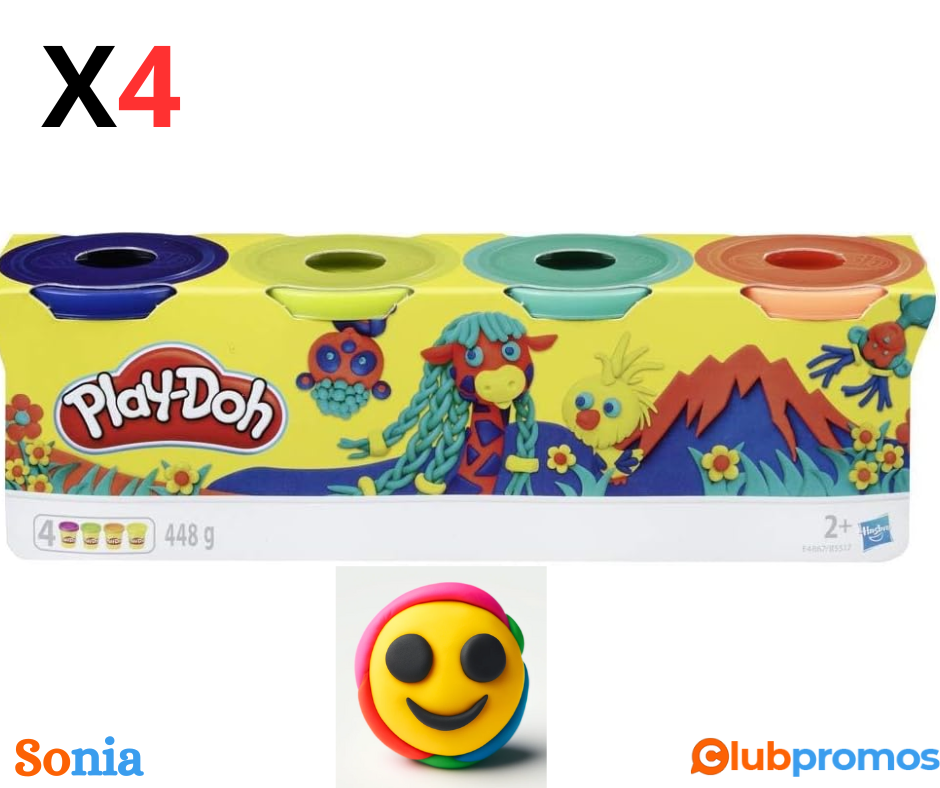 bon plan amazon Play-Doh – 4 Pots de Pate A Modeler - Multicouleur - 112 g chacun x 4 (448g).png