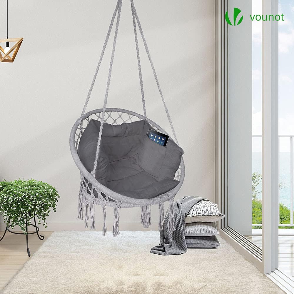 bon plan VOUNOT Fauteuil Suspendu à Franges avec Coussins de Siège Confortables et Kit de Susp...jpg