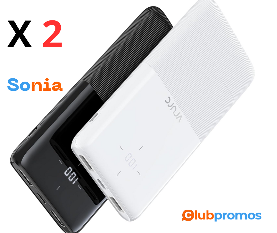 Bon plan VRURC Lot de 2 Batterie Externe 10000mAh, Power Bank USB C Ultra Mince Chargeur Porta...png