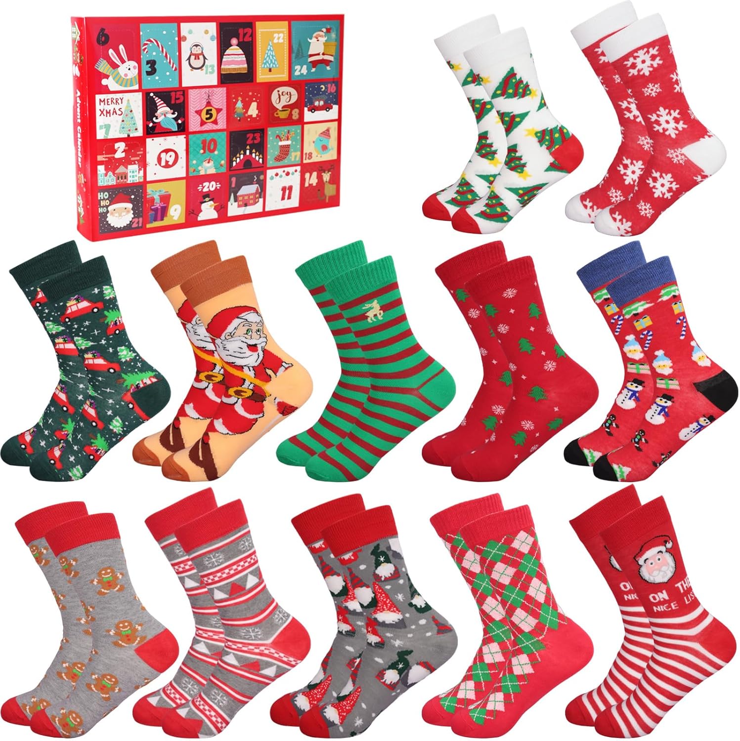 Calendrier de l’Avent 2025 avec lot de 12 paires de chaussettes de Noël pour femme GADITIEK, bon plan Amazon à 20,99€ au lieu de 28,99€, idée cadeau utile et originale pour les fêtes de fin d’année.