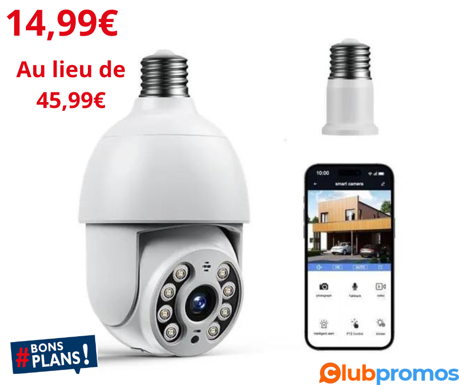 CAMCAMP Caméra Ampoule E27 WiFi Sans Fil à 14,99€ seulement .png