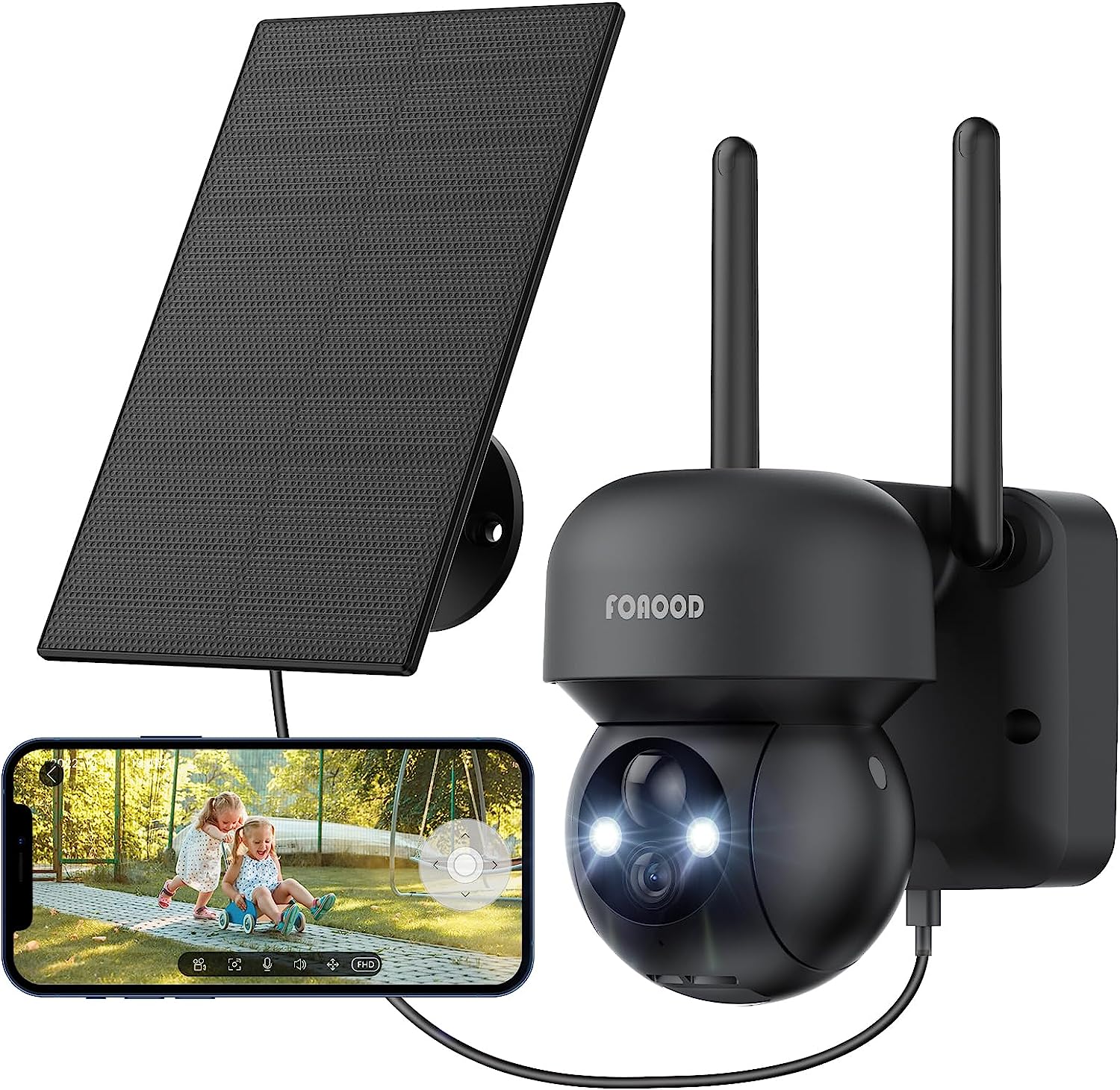 deal - FOAOOD 2K Camera Surveillance WiFi Exterieure sans Fil, 360