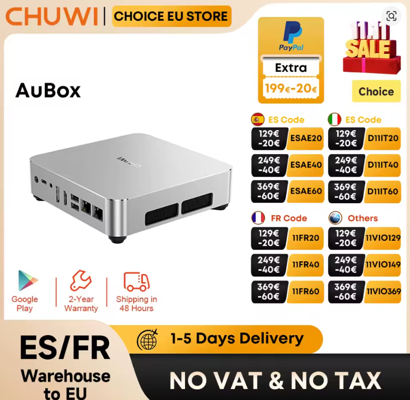 : Mini PC CHUWI AuBox Ryzen 7 8745HS / Intel i9-13900HK 32 Go RAM 1 To SSD – Windows 11 4K 60 Hz – Bon plan AliExpress code 11FR40