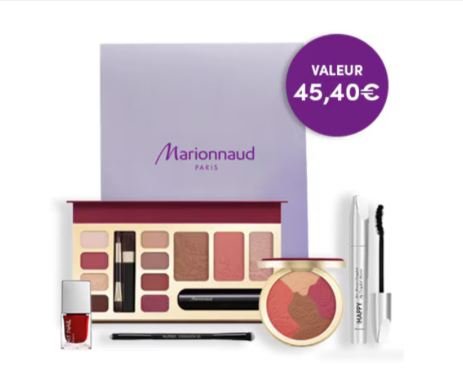 Set maquillage Marionnaud Surprises Enchantées pochette Lueurs d’Hiver avec palette mascara vernis et poudrier en promo à 17,90€
