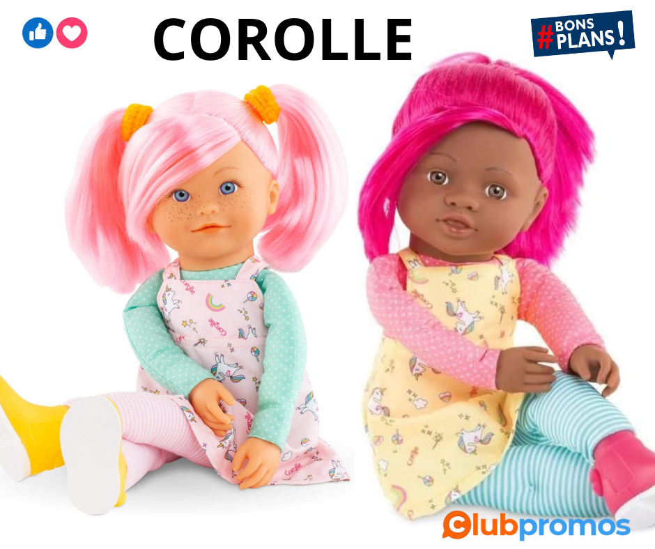 poupee NEUVE corolle nephelie rainbow dolls 40 cm cheveux rose je