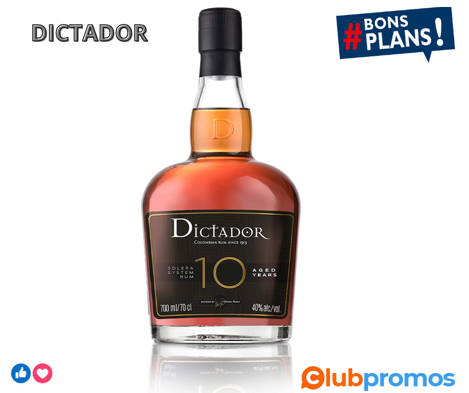 DICTADOR - 10 Ans - Rhum Vieux - 40 % Alcool - Origine Colombie - Bouteille de 70 cl.png