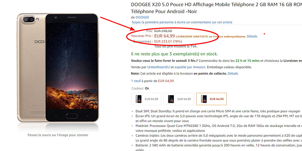 DOOGEE X20 5 0 Pouce HD Affichage.png