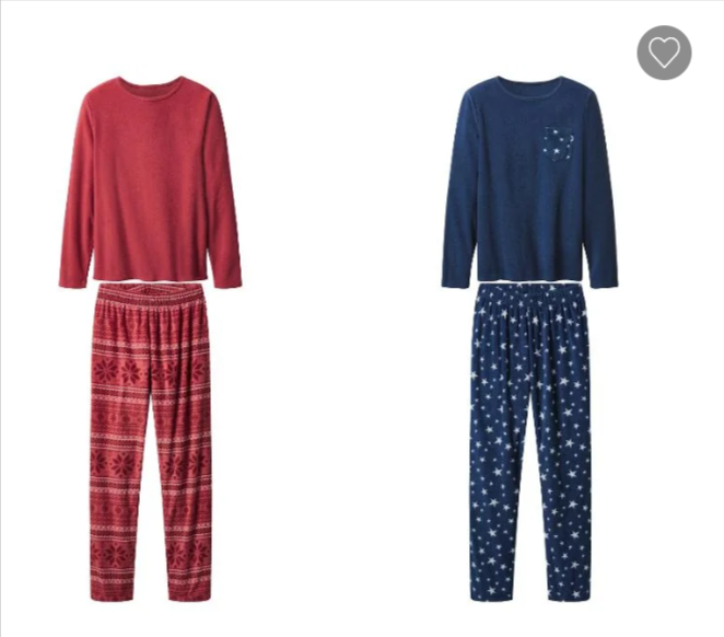 Ensemble pyjama en polaire femme esmara, 100 % polyester recyclé certifié GRS, OEKO-TEX® Standard 100, deux coloris (bleu marine/blanc étoiles avec poche et rouge jacquard), tailles S à XL, prix 7,89 € chez Lidl. Ensemble pyjama en polaire femme esmara, 100 % polyester recyclé certifié GRS, OEKO-TEX® Standard 100, deux coloris (bleu marine/blanc étoiles avec poche et rouge jacquard), tailles S à XL, prix 7,89 € chez Lidl.