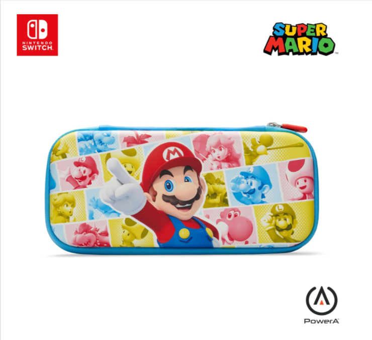 Étui de protection PowerA Mario Mushroom Kingdom pour Nintendo Switch, avec rangement pour cartes de jeu et doublure en feutre – bon plan Amazon