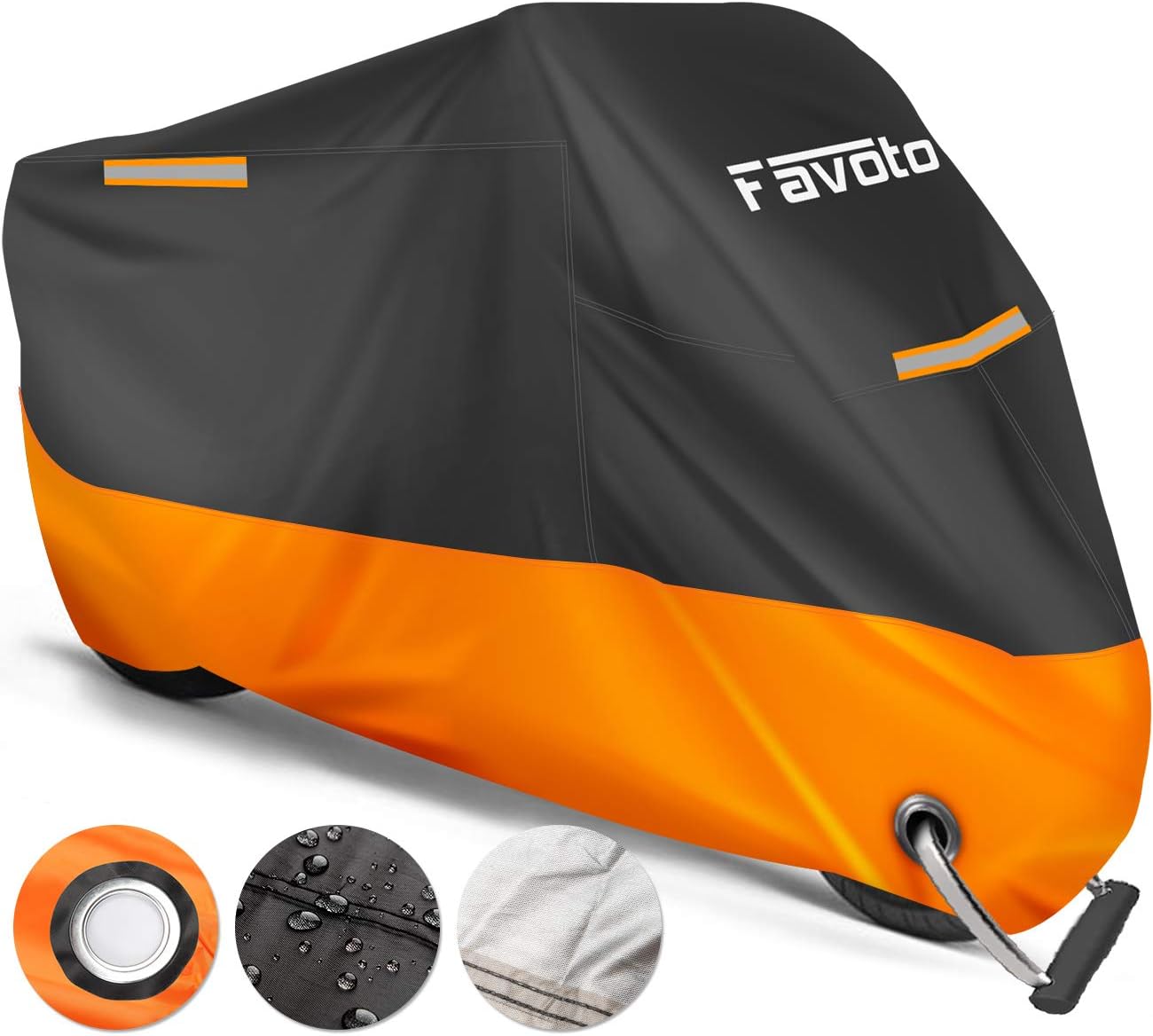 Favoto Housse de Protection Imperméable pour Moto Couverture 210D avec Bande Réfléchissante Ré...jpg