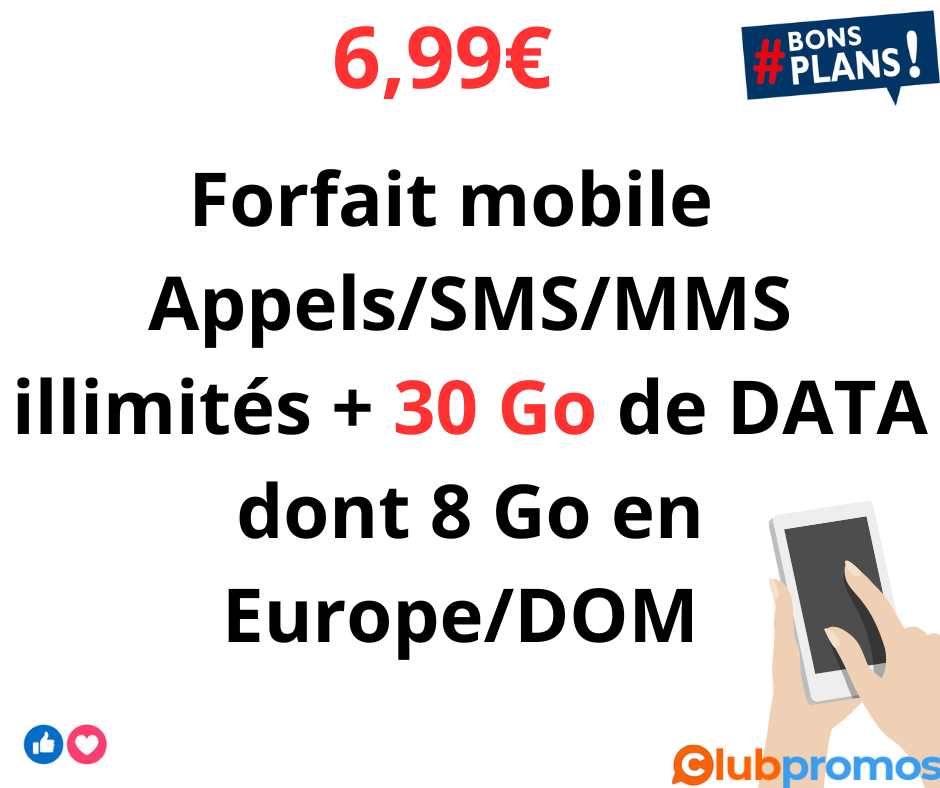 Forfait mobile NRJ Mobile AppelsSMSMMS illimités + 30 Go de DATA dont 8 Go en EuropeDOM (.png
