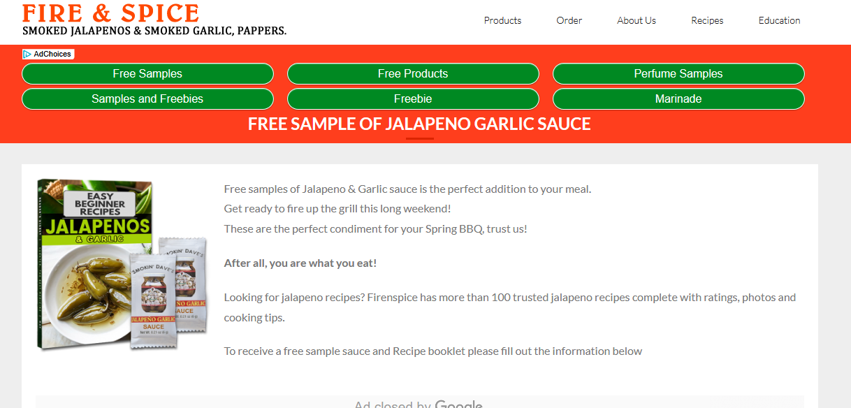 Free sample of Jalapeno Garlic sauce – Smoked Jalapenos   Smoked Garlic  Pappers. Fire   Spice.png