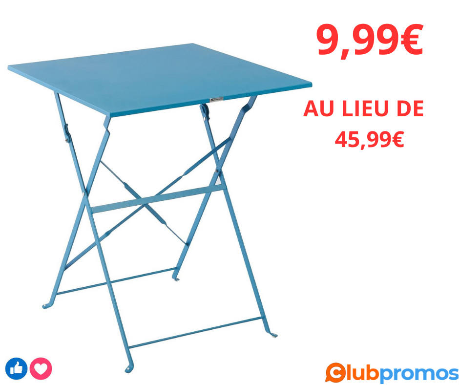 GARDENSTAR Table de jardin pliante en acier bleu azur 9,19€ au lieu de 45,99€ - 80% sur Auchan.png