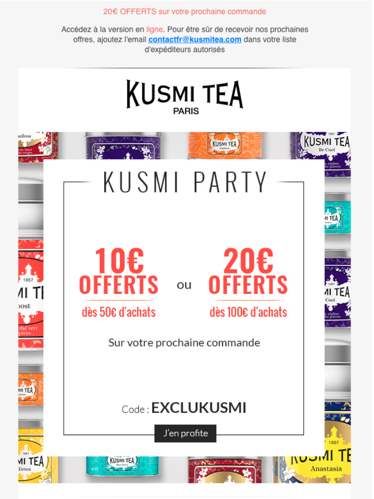 Code Promo Kusmi Tea R duction 10 50 Ou 20 100 