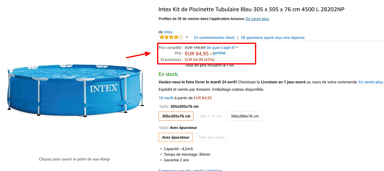 Intex Kit de Piscinette Tubulaire Bleu 305 x 305 x 76 cm 4500 L 28202NP Amazon.fr Jardin.png Intex Kit de Piscinette Tubulaire Bleu 305 x 305 x 76 cm 4500 L 28202NP Amazon.fr Jardin.png