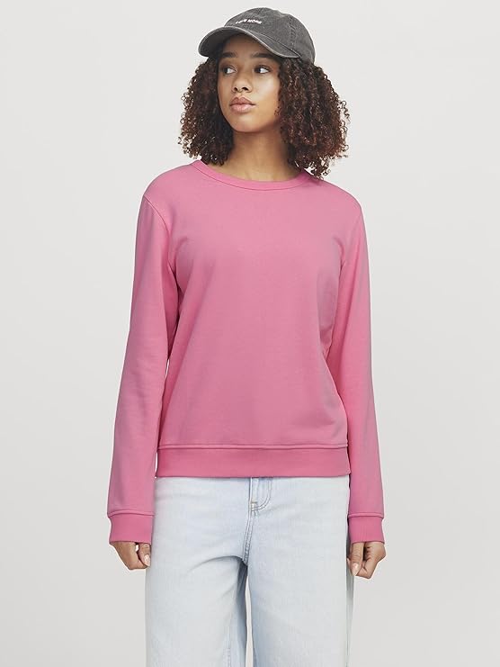  Sweat-shirt femme JJXX Jxmadi Reg Ls Crew SWT Noos, col rond, manches longues, tissu doux, coloris Morning Glory, idéal pour le printemps.