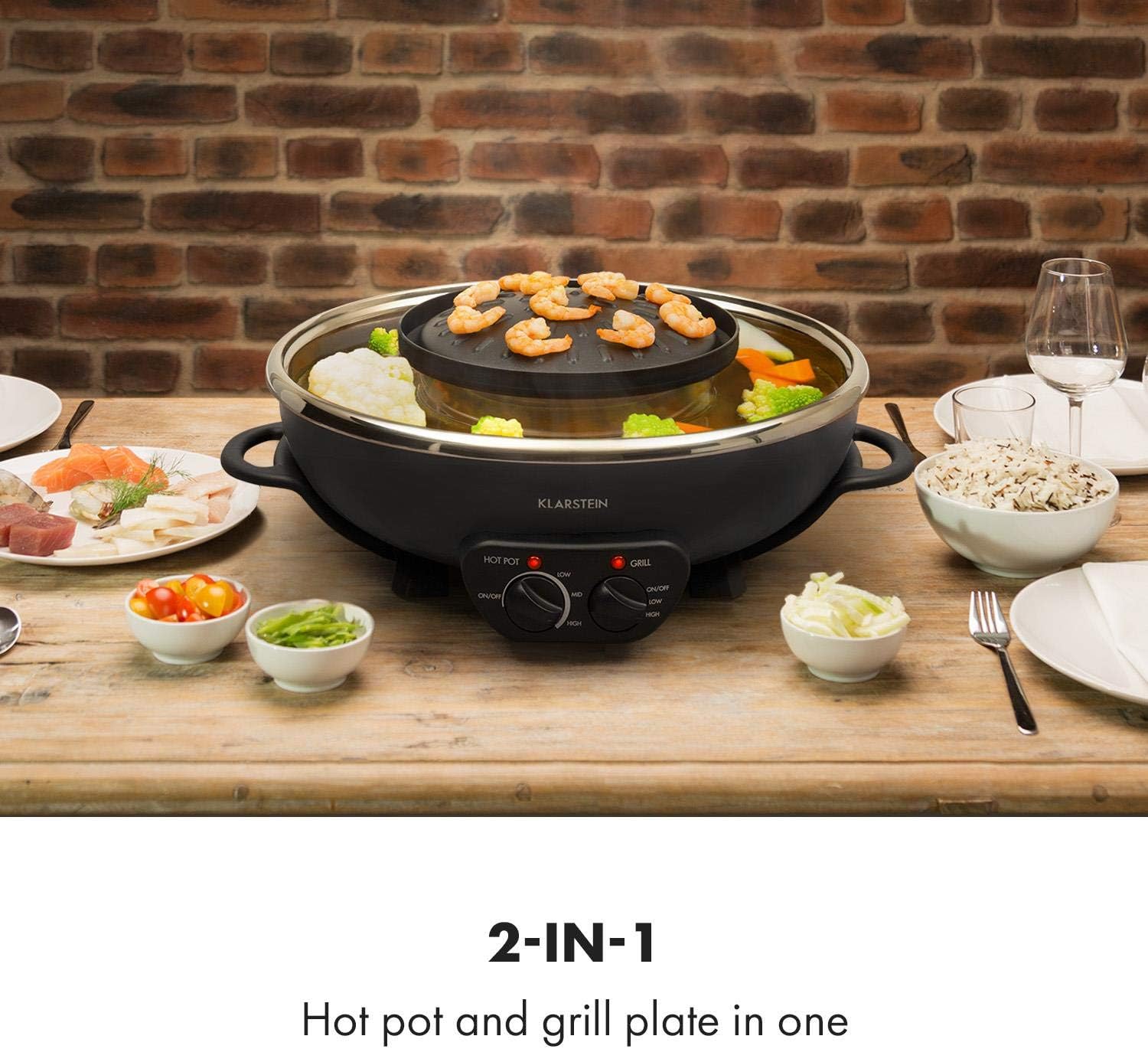 KLARSTEIN Szechuan - Hot pot Chinois, Hot pot fusing, Grill de 22 cm de diamètre, Revêtement a...jpg